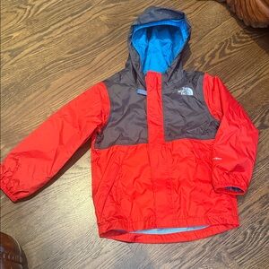 The North Face Kids Red and Gray Hooded Raincoat